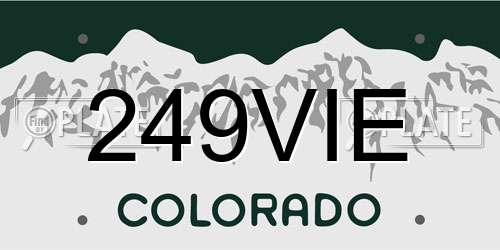 249VIE Colorado License Plate