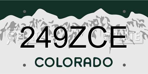 249ZCE Colorado License Plate