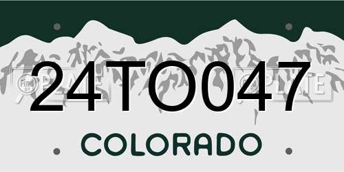 24TO047 Colorado License Plate