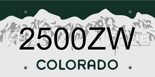 2500ZW Colorado License Plate