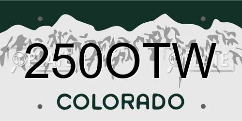 250OTW Colorado License Plate