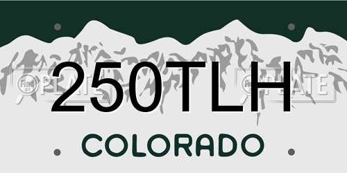 250TLH Colorado License Plate
