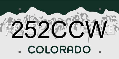 252CCW Colorado License Plate