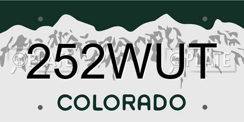 252WUT Colorado License Plate