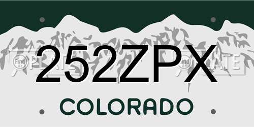 252ZPX Colorado License Plate