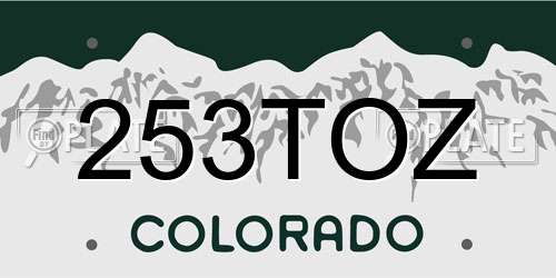 253TOZ Colorado License Plate