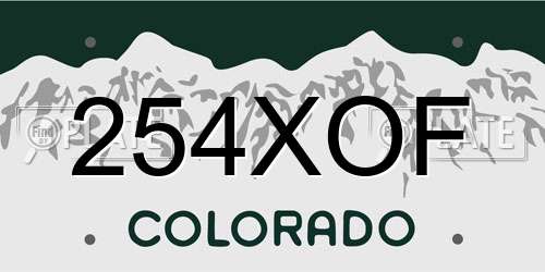 254XOF Colorado License Plate
