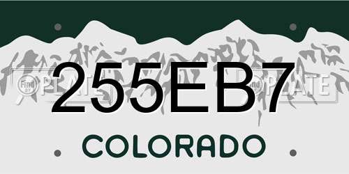 255EB7 Colorado License Plate