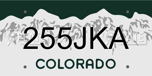 255JKA Colorado License Plate