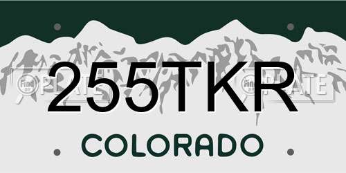 255TKR Colorado License Plate