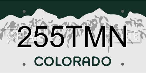 255TMN Colorado License Plate
