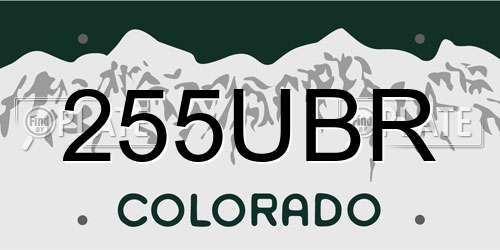 255UBR Colorado License Plate