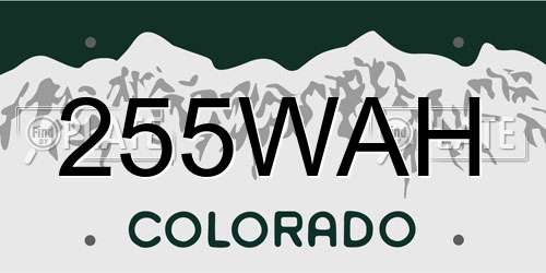 255WAH Colorado License Plate