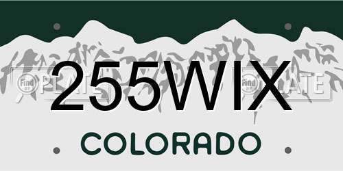 255WIX Colorado License Plate