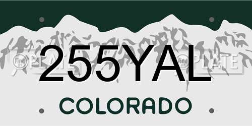 255YAL Colorado License Plate