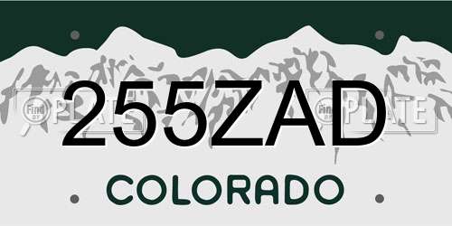 255ZAD Colorado License Plate