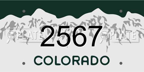 2567 Colorado License Plate