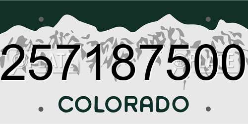 257187500 Colorado License Plate