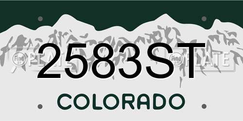 2583ST Colorado License Plate