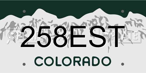 258EST Colorado License Plate
