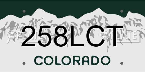 258LCT Colorado License Plate