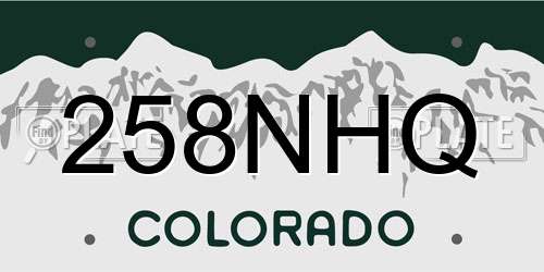 258NHQ Colorado License Plate