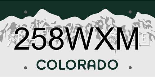258WXM Colorado License Plate