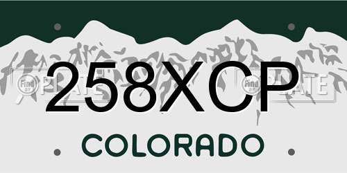 258XCP Colorado License Plate