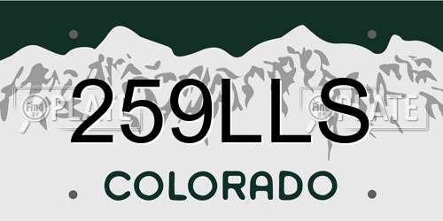 259LLS Colorado License Plate