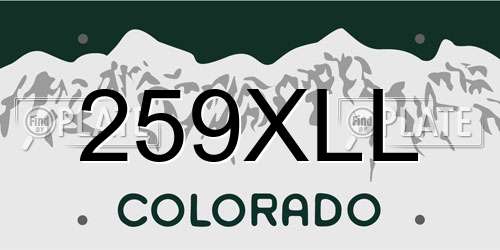 259XLL Colorado License Plate