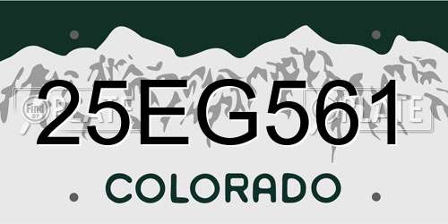 25EG561 Colorado License Plate