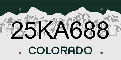 25KA688 Colorado License Plate