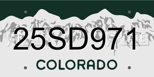 25SD971 Colorado License Plate