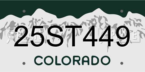 25ST449 Colorado License Plate