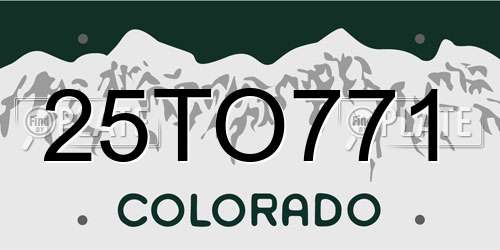 25TO771 Colorado License Plate