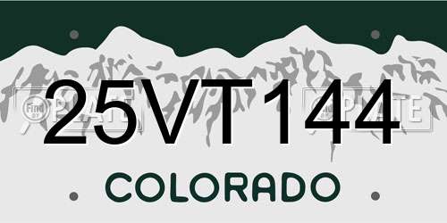 25VT144 Colorado License Plate