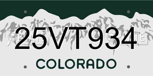 25VT934 Colorado License Plate