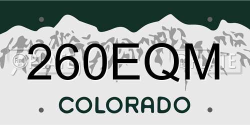 260EQM Colorado License Plate