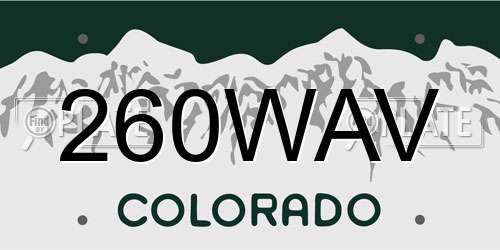 260WAV Colorado License Plate