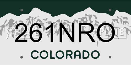 261NRO Colorado License Plate