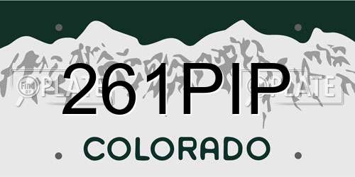 261PIP Colorado License Plate