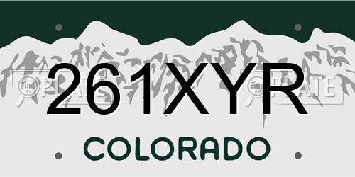 261XYR Colorado License Plate