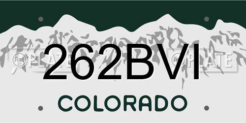 262BVI Colorado License Plate
