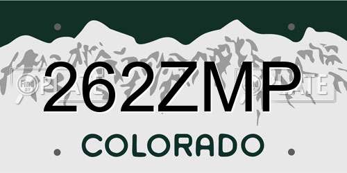 262ZMP Colorado License Plate