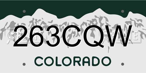 263CQW Colorado License Plate