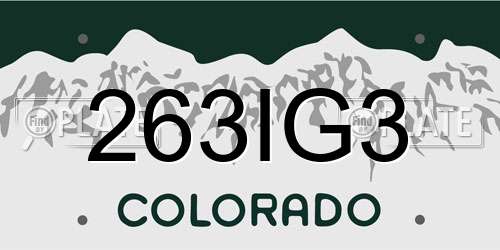 263IG3 Colorado License Plate