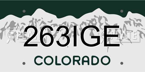 263IGE Colorado License Plate
