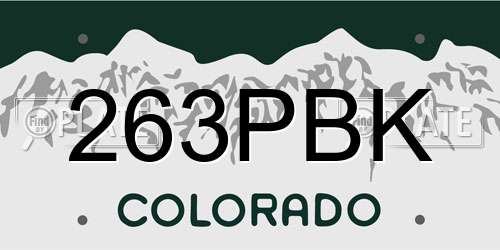 263PBK Colorado License Plate