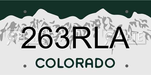 263RLA Colorado License Plate
