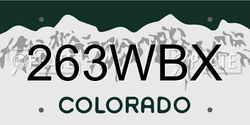 263WBX Colorado License Plate